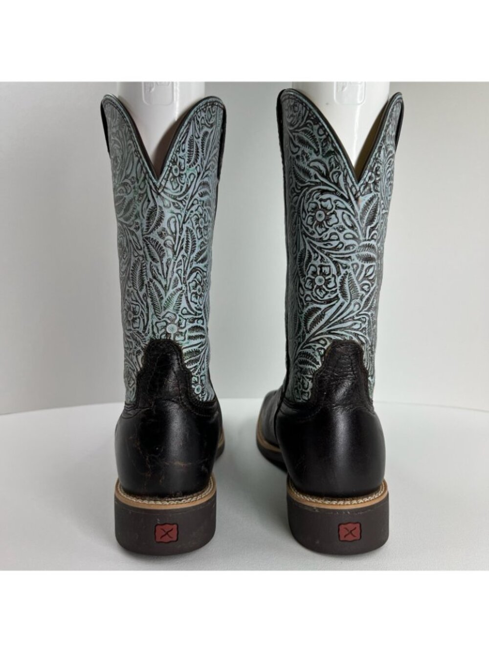 Twisted X Western Boots Womens Sz 9.5B Antibacterial Tooled Floral Leather Brown - Picture 4 of 13